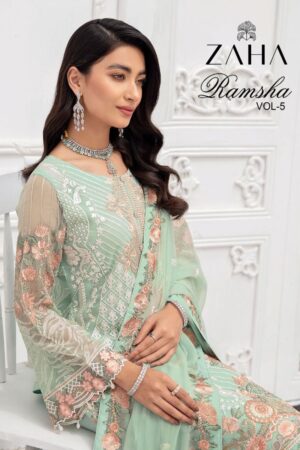 ZAHA RAMSHA VOL 5 10077 TO 10079 PAKISTANI SUITS CATALOGUE