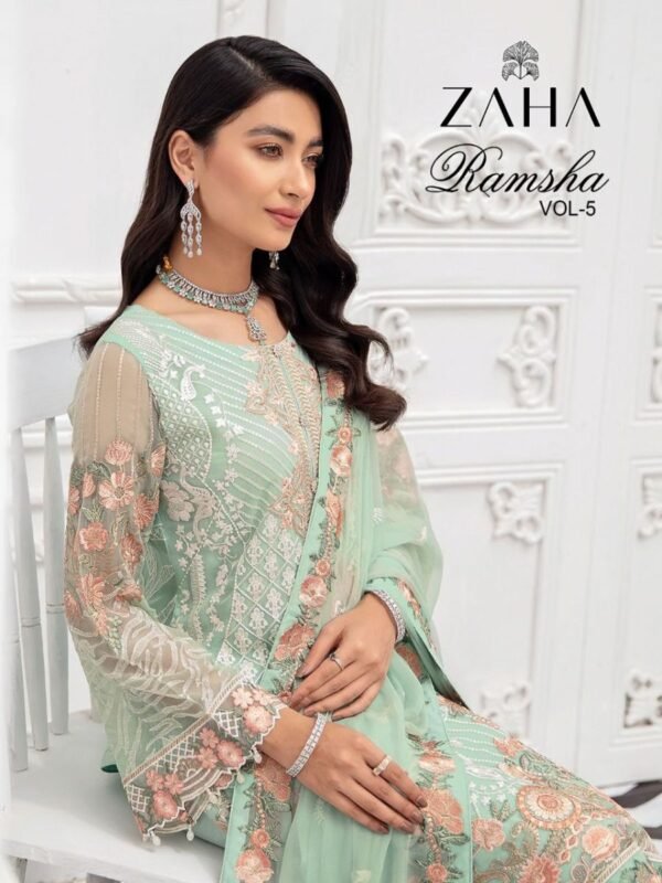 ZAHA RAMSHA VOL 5 10077 TO 10079 PAKISTANI SUITS CATALOGUE