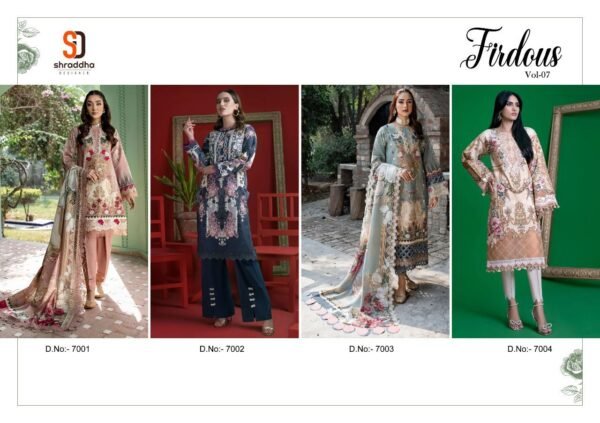 SHRADDHA DESIGNER FIRDOUS VOL 7 7001 TO 7004 PAKISTANI SUITS ONLINE - Image 8