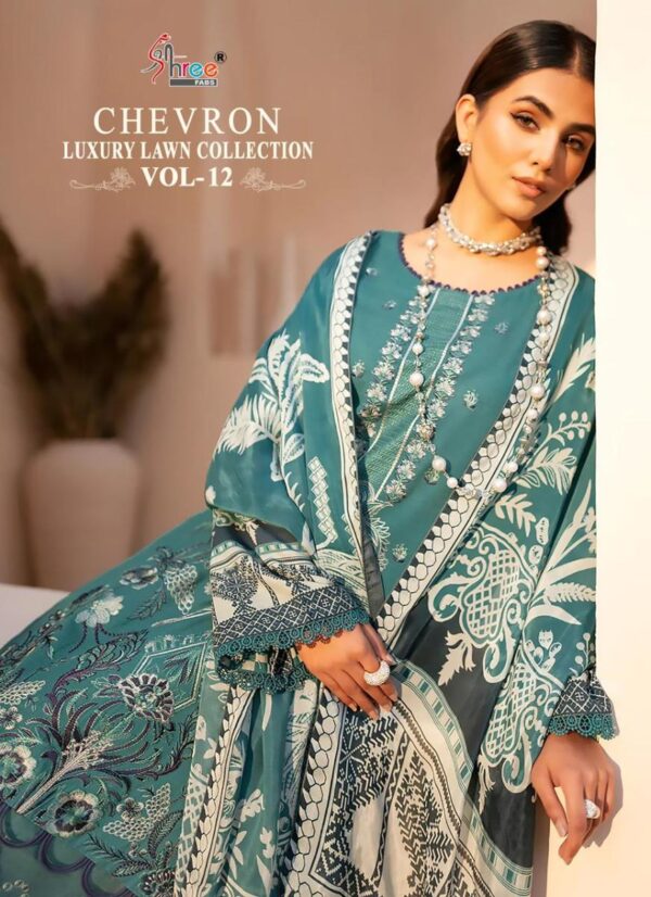 SHREE FABS CHEVRON LUXURY LAWN COLLECTION VOL 12 PAKISTANII SUITS WHOLESALER