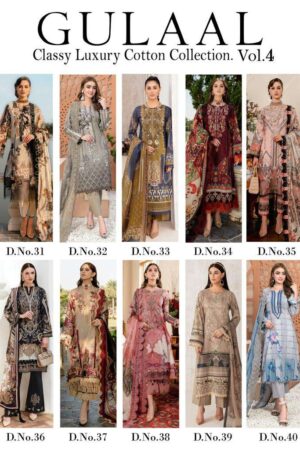 GULAAL 31 TO 40 CLASSY LUXURY COTTON VOL 4 PAKISTANI SUITS ONLINE