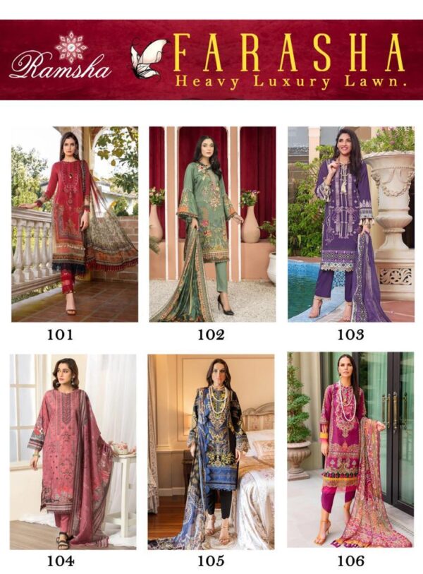 RAMSHA FARASHA LUXURY LAWN PAKISTANI SUITS ONLINE SHOPPING