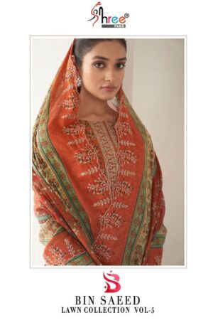 SHREE FABS BIN SAEED LAWN COLLECTION VOL-05 5001 TO 5006 WHOLESALE PAKISTANI SUITS ONLINE