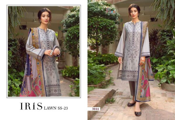 SHREE FABS IRIS LAWN SS 2023 3044 TO 3050 PAKISTANI LAWN COTTON SUITS WHOLESALE