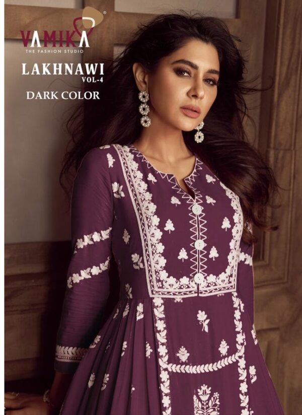 VAMIKA LAKHNAVI VOL 4 D.NO.1023F 1023J DARK COLOR CATALOGUE SUITS ONLINE