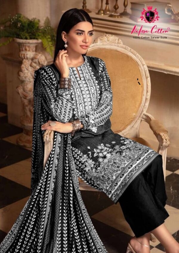 NAFISA COTTON BLACK & WHITE VOL 4 WHOLESALE COTTON SUITS CATALOGUE