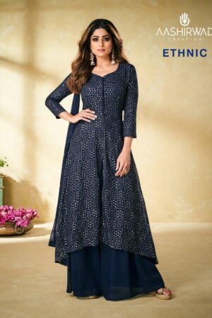 AASHIRWAD CREATION ETHNIC WHOLESALE SUITS PLAZZO TYPE