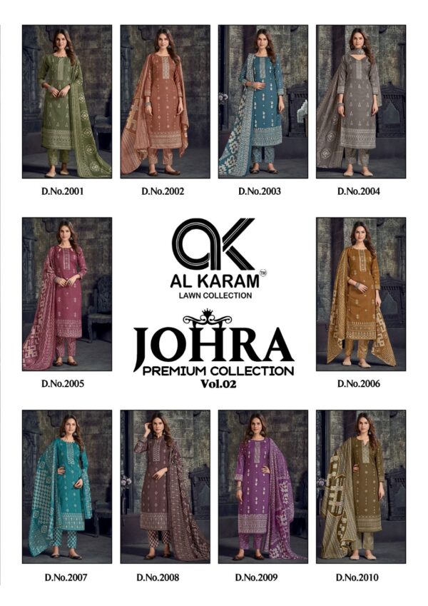 AL KARAM JOHRA VOL 2 PREMIUM COTTON PRINTED KARACHI PAKISTANI SUITS