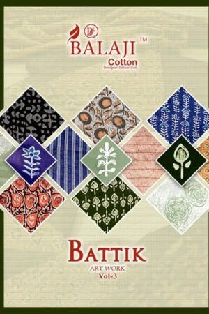 BALAJI COTTON BATTIK ART WORK VOL 3 COTTON WHOLESALE SUITS CATALOGUE