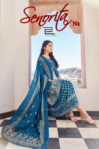 BLUE HILLS SENORITA VOL 3 NX GOWN WITH DUPATTA NEW DESIGN 2023 WHOLESALE