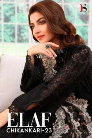 DEEPSY SUITS ELAF CHIKANKARI 23 COTTON CAMBRIC PAKISTANI SUITS ONLINE
