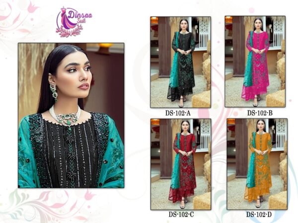 DINSAA SUIT DS 102 (EFGH) WHOLESALE SALWAR SUITS CATALOGUE ONLINE SURAT