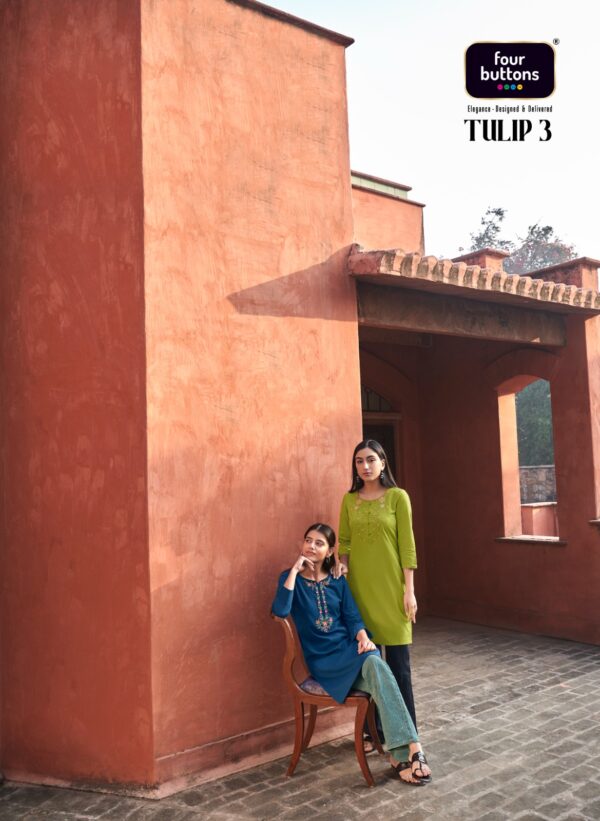 FOUR BUTTONS TULIP VOL 3 COTTON DOBBY KURTIS AT BEST PRICE