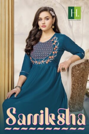 HIRWA SAMIKSHA RAYON SLUB HANDWORK GHERA KURTIS WHOLESALE