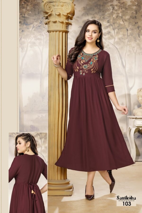 HIRWA SAMIKSHA RAYON SLUB HANDWORK GHERA KURTIS WHOLESALE - Image 7