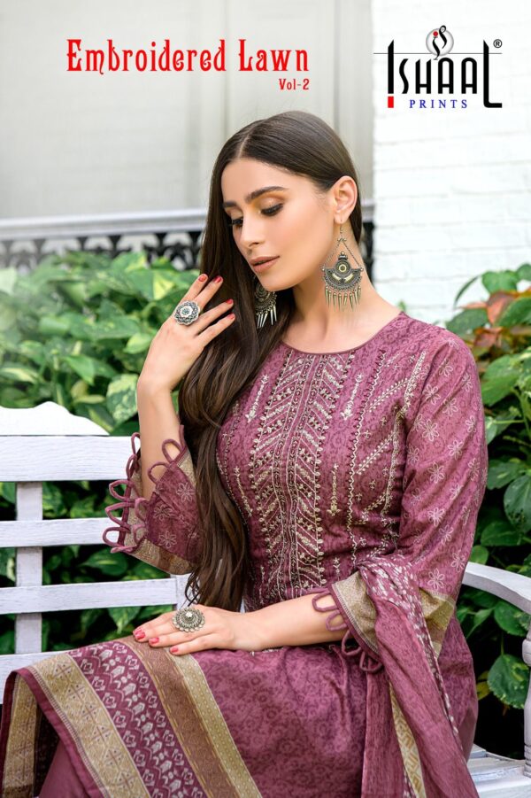 ISHAAL PRINTS EMBROIDERED LAWN VOL 2 PURE LAWN KARACHI SUITS ONLINE