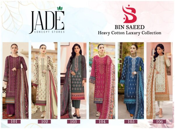 JADE CONCEPT BIN SAEED HEAVY COTTON LUXURY COLLECTION SUITS WHOLESALE