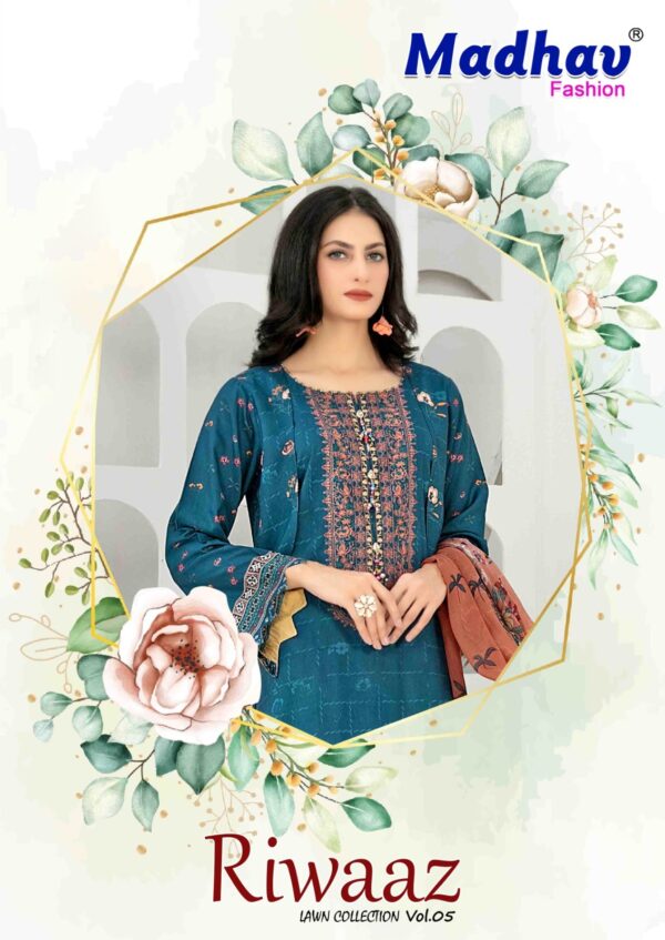 MADHAV FASHION RIWAAZ VOL 5 PURE LAWN SALWAR SUITS WHOLESALE