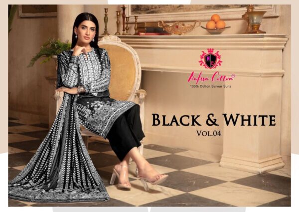 NAFISA COTTON BLACK & WHITE VOL 4 WHOLESALE COTTON SUITS CATALOGUE