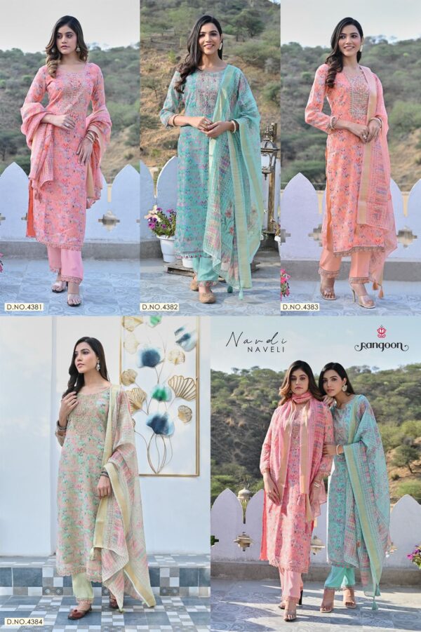 RANGOON NAVELI COTTON LINEN HANDWORK WHOLESALE SUITS ONLINE