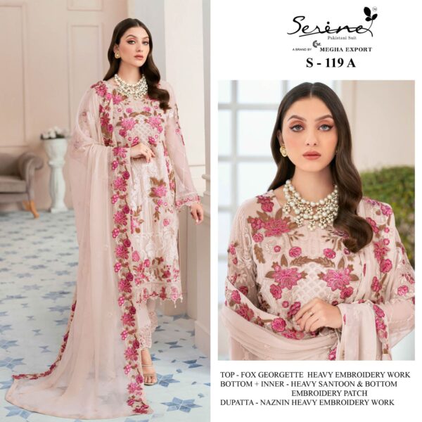 SERINE S 119 GEORGETTE EMBROIDERY WHOSALE PAKISTANI SUITS