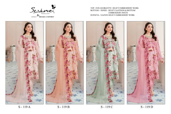 SERINE S 119 GEORGETTE EMBROIDERY WHOSALE PAKISTANI SUITS