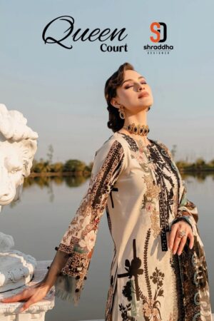 SHRADDHA DESIGNER QUEEN COURT LAWN COTTON PRINT PAKISTANI SUITS WHOLESALE