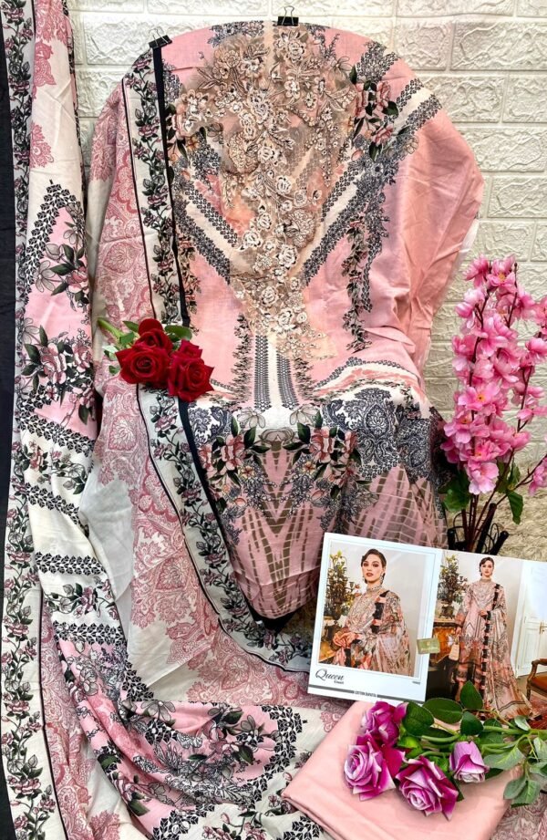 SHRADDHA DESIGNER QUEEN COURT LAWN COTTON PRINT PAKISTANI SUITS WHOLESALE