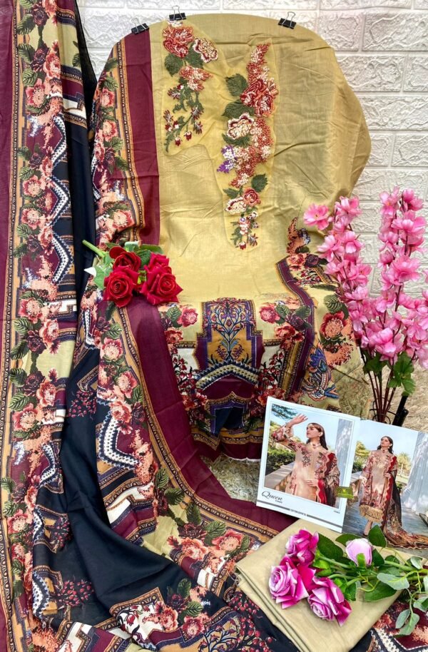 SHRADDHA DESIGNER QUEEN COURT LAWN COTTON PRINT PAKISTANI SUITS WHOLESALE - Image 8