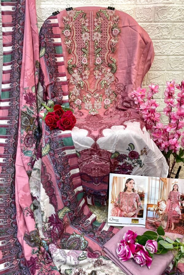 SHRADDHA DESIGNER QUEEN COURT LAWN COTTON PRINT PAKISTANI SUITS WHOLESALE - Image 9