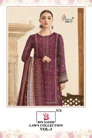 SHREE FABS BIN SAEED LAWN COLLECTION VOL 3 NX LAWN PRINT PAKISTANI SUITS WHOLESALE