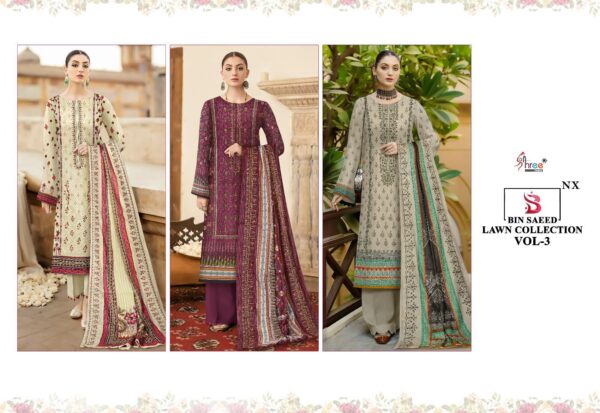 SHREE FABS BIN SAEED LAWN COLLECTION VOL 3 NX LAWN PRINT PAKISTANI SUITS WHOLESALE