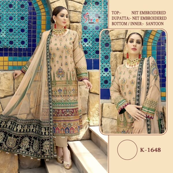 SHREE FABS K 1648 NET WITH EMBROIDERY PAKISTANI SUITS WHOLESALE