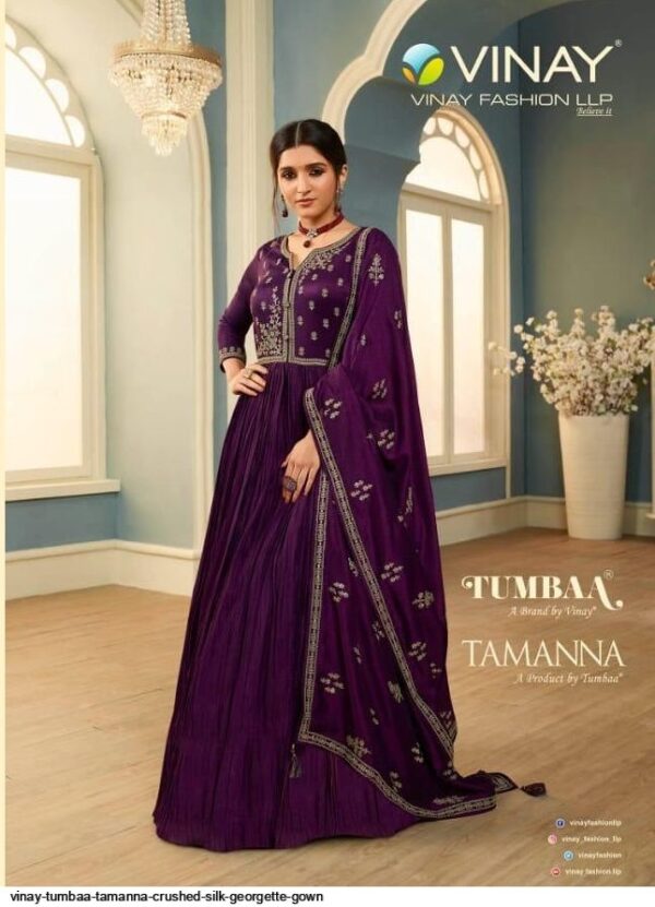 VINAY TUMBAA TAMANNA CRUSHED SILK GEORGETTE GOWN CATALOGUE