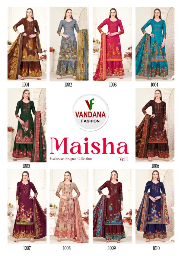 VANDANA MAISHA VOL 1 EMBROIDERY WORK SALWAR SUITS WHOLESALE