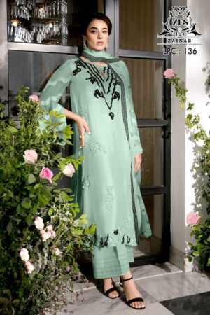 ZAINAB FASHION STUDIO LPC 136 DESIGNER PAKISTANI KURTI WITH PRICE