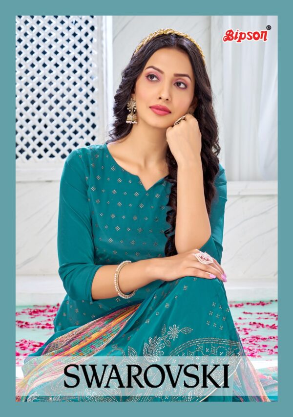 BIPSON SWAROVSKI 2158 FANCY DRESS MATERIAL WHOLESALE SUITS SURAT