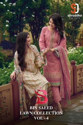 DEEPSY SUITS SHRADHA BIN SAEED 4 PAKISTANI LAWN COTTON SUITS WHOLESALE