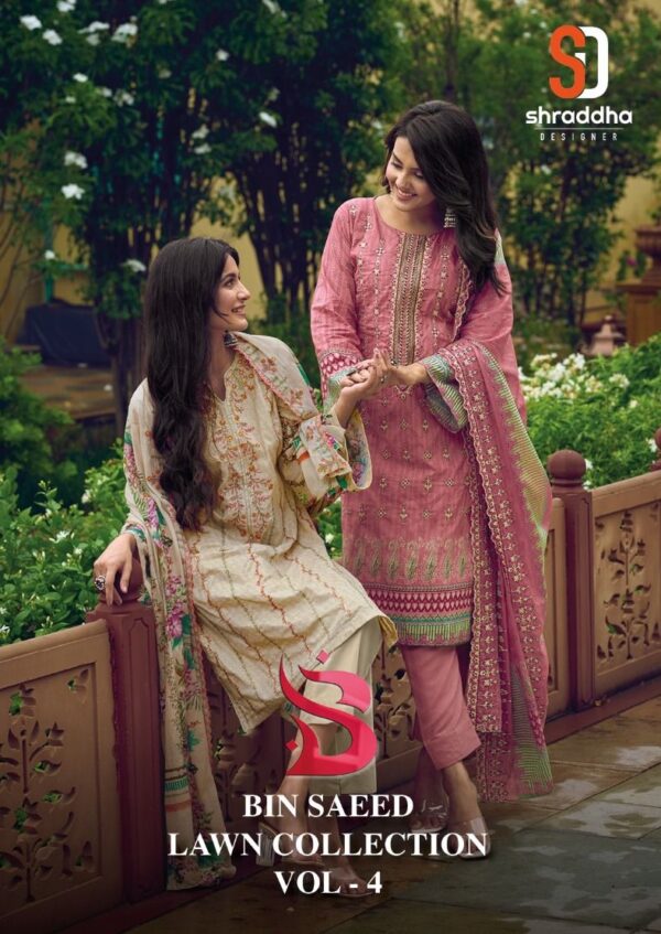 DEEPSY SUITS SHRADHA BIN SAEED 4 PAKISTANI LAWN COTTON SUITS WHOLESALE