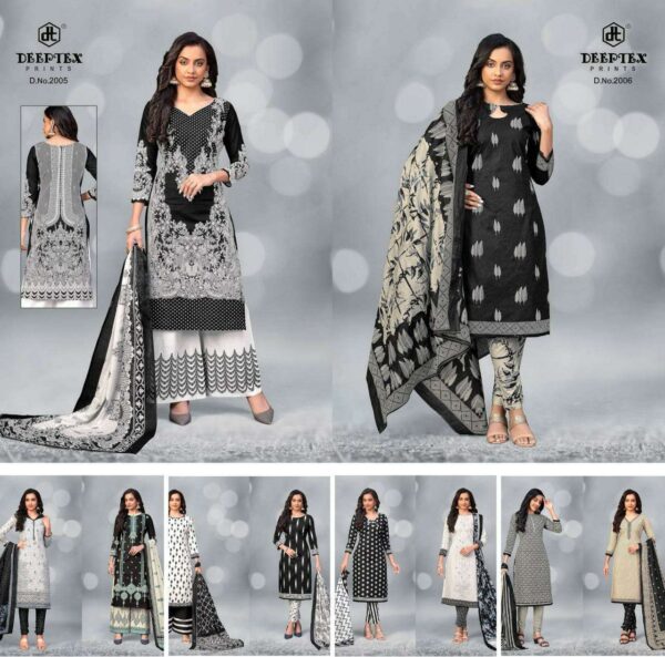 DEEPTEX AALIZA BLACK AND WHITE COTTON CATALOGUE SUITS DESING