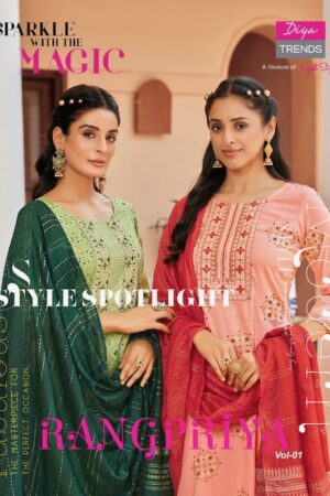 DIYA TRENDS RANGPRIYA VOL 1 KURTI PANT WITH DUPATTA ONLINE WHOLESALER