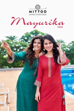 MITTOO MAYURIKA VOL 9 RAYON HANDWORK NEW DESIGN KURTIS WHOLESALE