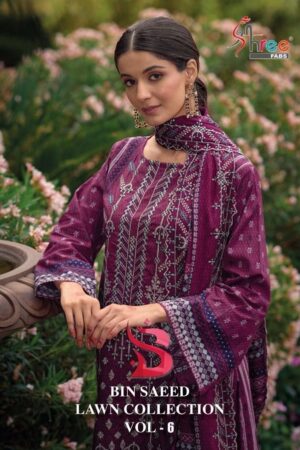 SHREE FABS BIN SAEED LAWN COLLECTION VOL 6 CATALOGUE PAKISTANI SUITS DESING