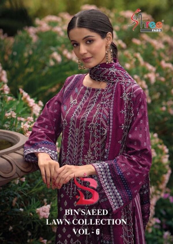 SHREE FABS BIN SAEED LAWN COLLECTION VOL 6 CATALOGUE PAKISTANI SUITS DESING