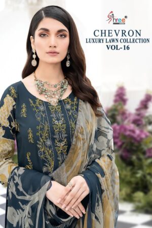 SHREE FABS CHEVRON LUXURY LAWN COLLECTION VOL 16 CATALOGUE SUITS DESING