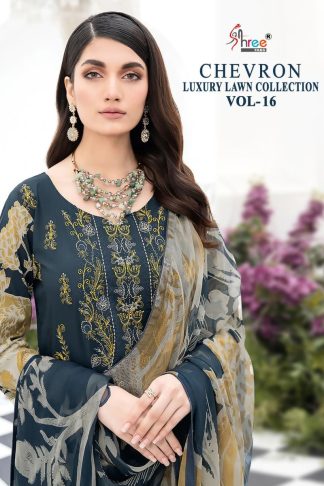SHREE FABS CHEVRON LUXURY LAWN COLLECTION VOL 16 CATALOGUE SUITS DESING