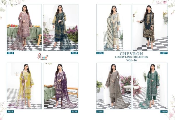 SHREE FABS CHEVRON LUXURY LAWN COLLECTION VOL 16 CATALOGUE SUITS DESING