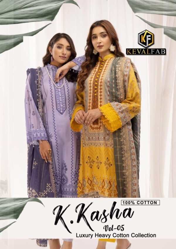 KEVAL FAB K KASHA VOL 5 KARACHI SUITS LATEST COLLECTION