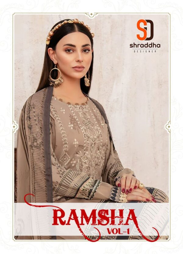 SHRADDHA DESIGNER RAMSHA VOL 1 LAWN COTTON SUITS AT BEST PRICE