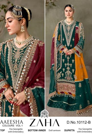 ZAHA AAEESHA VOL 1 10112 HIT COLOUR PAKISTANI SUITS WHOLESALER
